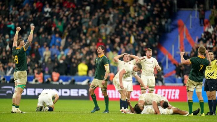 South Africa beats England in the Rugby World Cup Semi final thanks to a late kick